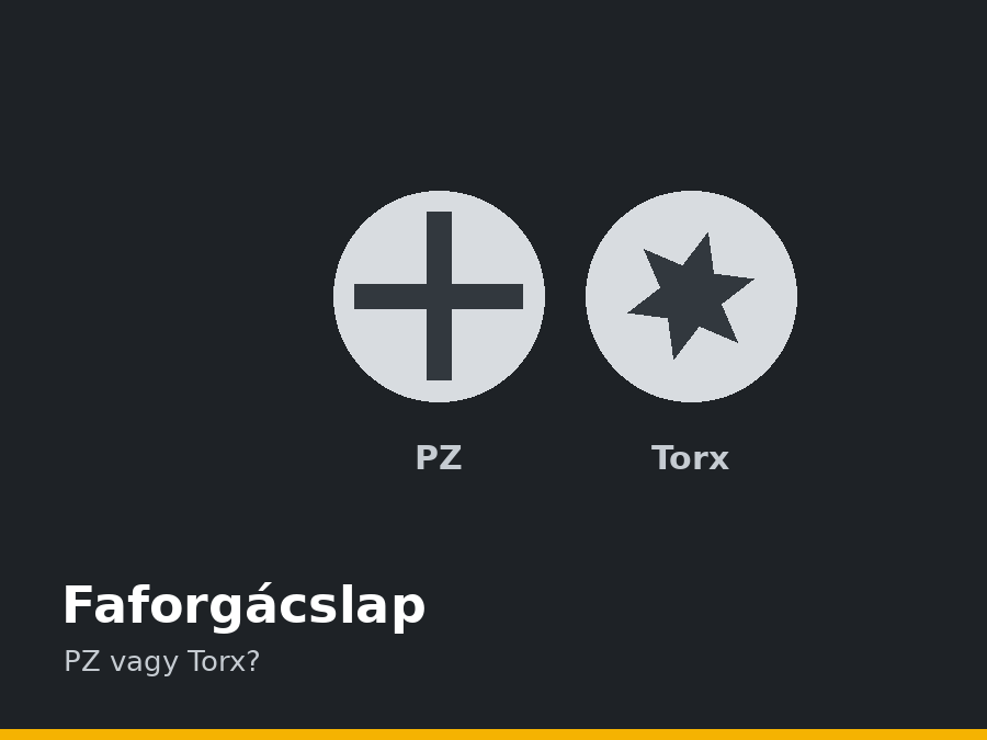 Faforgácslap csavar: PZ vagy Torx, sárga vagy horganyzott?